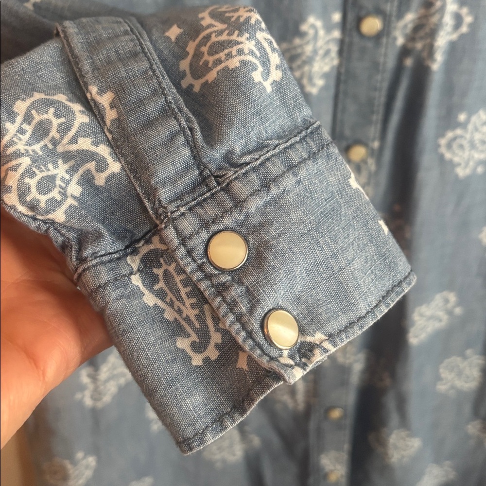 GAP | Light Blue Patterned Button Down Shirt Dress - image 5